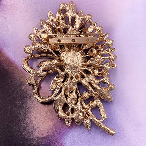 Image of SELOVO Big Large Flower Bow Brooch Scarf Decoration Brooch Pin Gold Tone