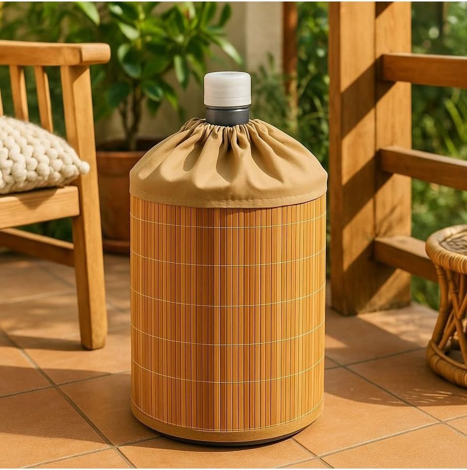 Orret Home Hasır Bambu Damacana Kılıfı – 53x42 cm El Örgüsü Hasır Damacana Örtüsü, Estetik Su Damacanası Kaplama, Dekoratif Ev ve Mutfak Aksesuarı 19 L Damacana Uyumlu