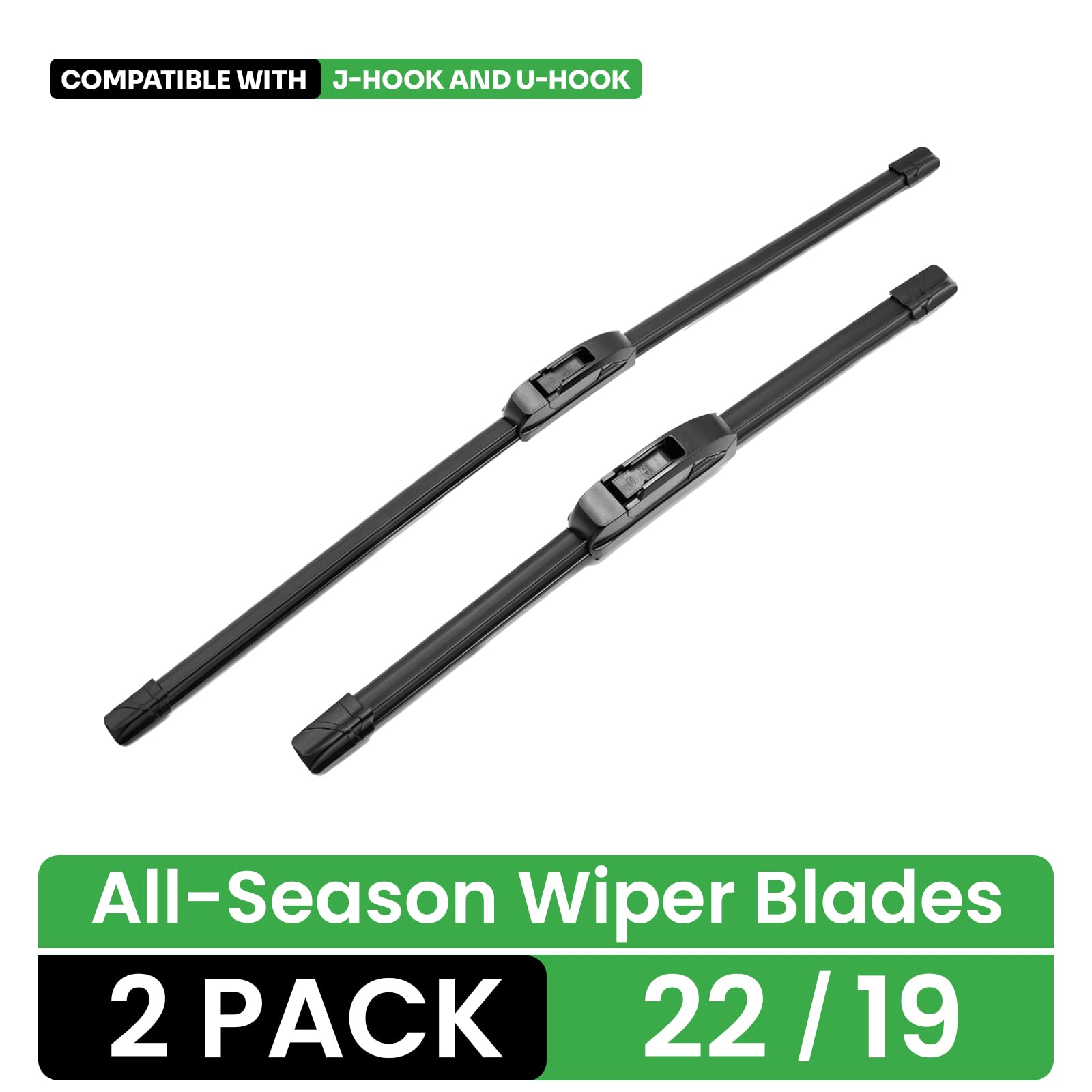 lebognerWiper Blades 22 Inch + 19 Inch Pack of 2 All-Seasons Automotive Replacement Windshield Wiper Blades For My Car, Stable And Quiet Silicone Beam Blade Compatible With U/J Hook, Easy To Install