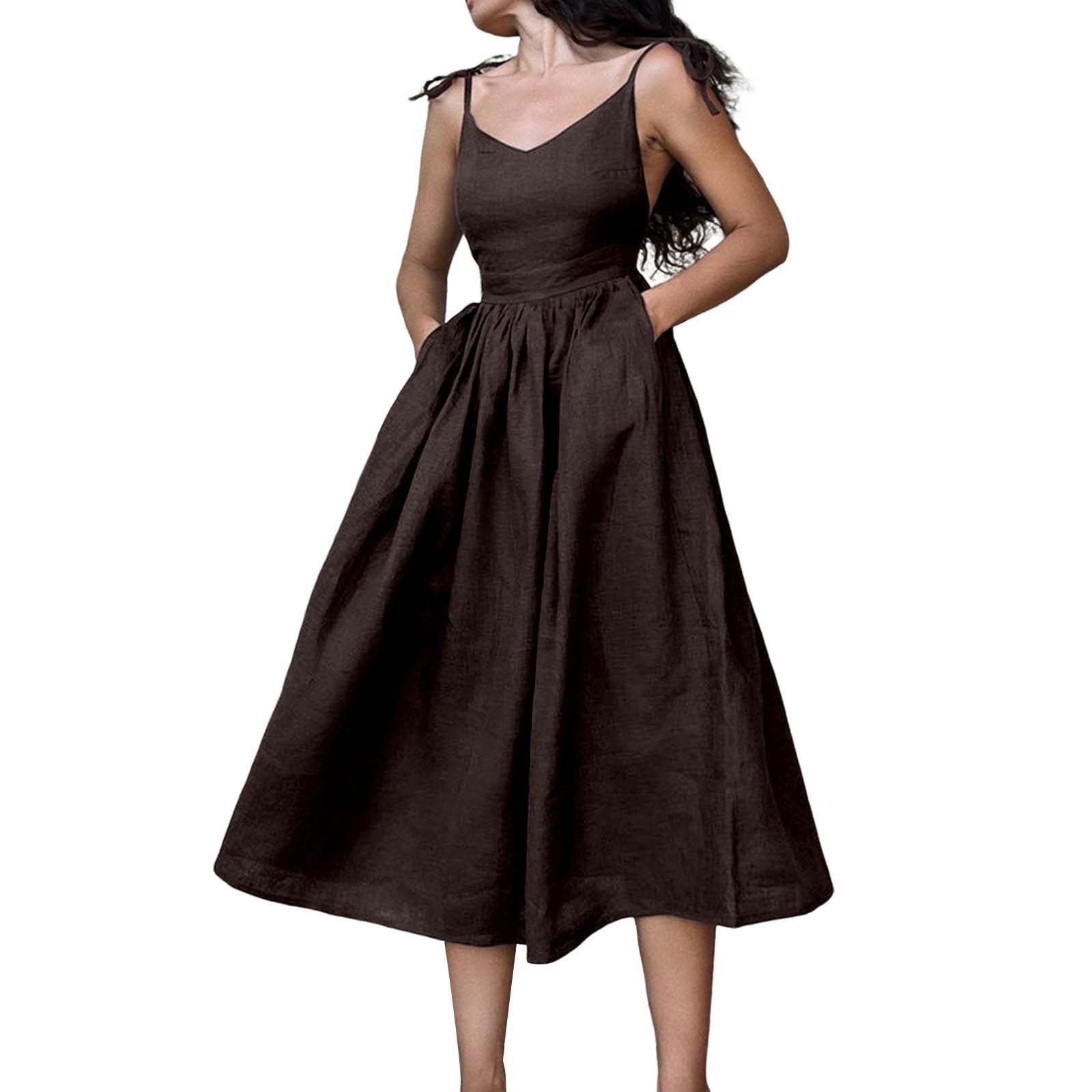 Générique Robe Plage Femme Dos Nu BohèMe Chic Respirant Fluide éLéGant Casual DéContracté Robe Dos Nu éTé Tendance Ouvert Robes Boho éTé Plage Vacances Resort