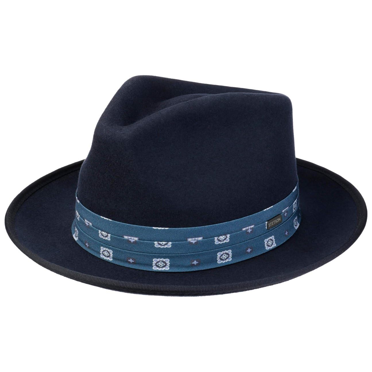 Stetson Smithfield Fedora Classic Wool Felt Asahi Guard Water Repellent Packable Unisex Autumn Winter Navy
