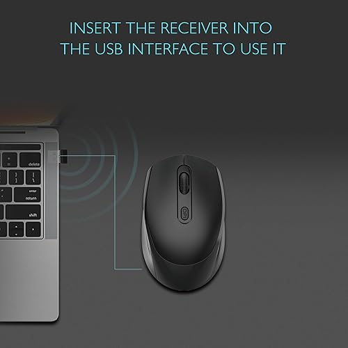 Miniatura 6 de ONE-UP Ratón inalámbrico, mouse silencioso de 2.4G, mouse de computadora con receptor nano USB para laptop, Chromebook, PC, Mac, Windows y trabajo