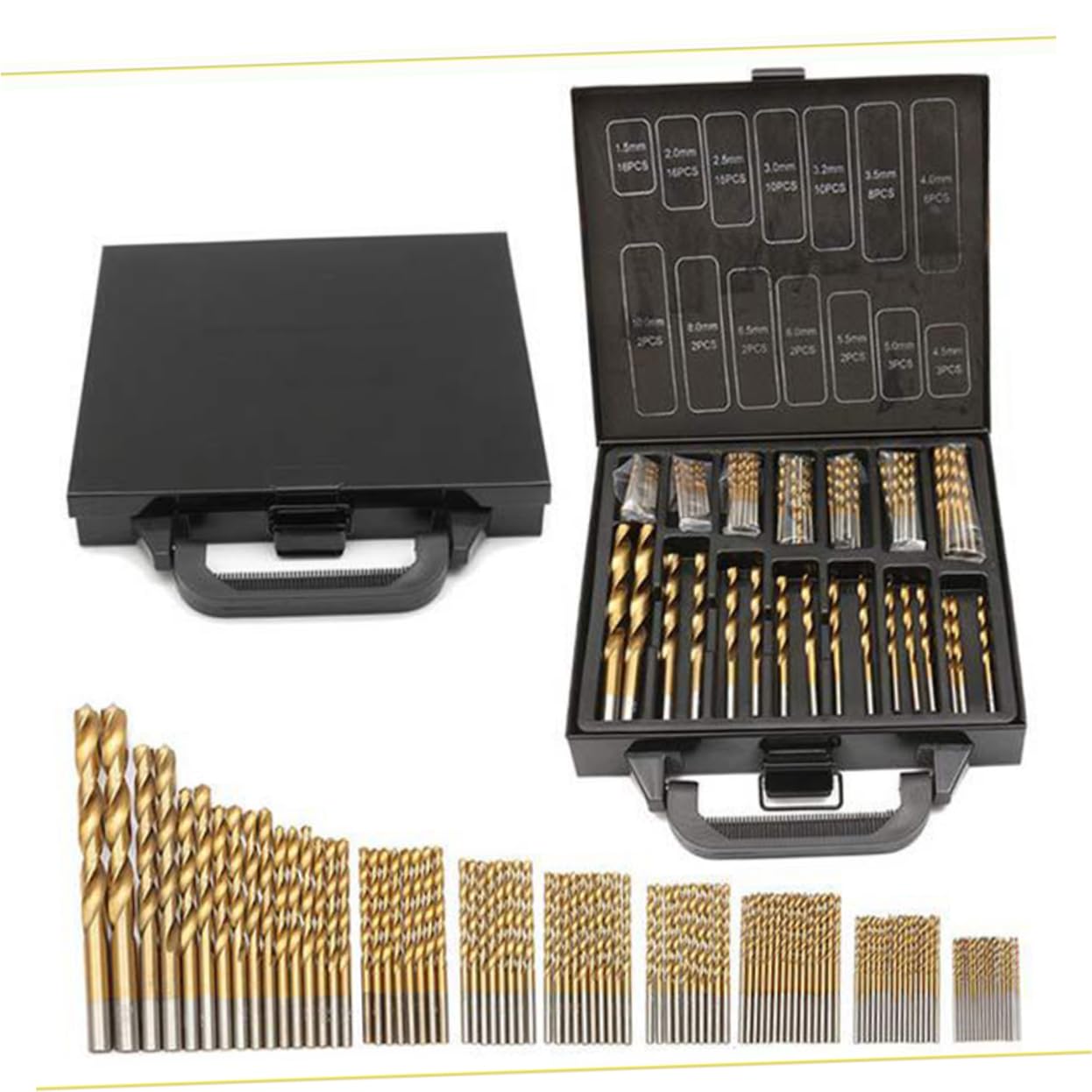 Homoyoyo Set Di Punte Da Trapano in Nitruro Di Titanio Essential Da 99 Pezzi Punta Brad Da 1 5-10 Mm Per Metallo Legno E Plastica Con Custodia Per Il Trasporto