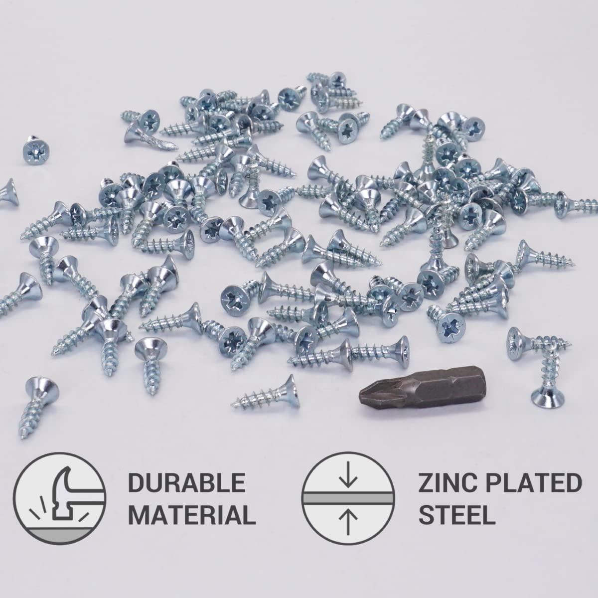 SKIR'CO (Pack of 500 pcs) Zinc Plated Steel 3.5 x 13 mm Silver Wood Screws, Pozidriv Countersunk Head, Chipboard Screws - Image 3