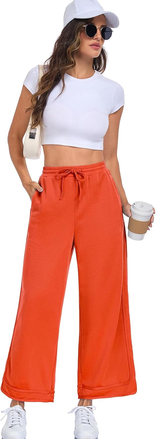 Women's Baggy Wide Leg Sweatpants High Waisted Palazzo Pants Casual Loose Drawstring Lounge Trousers with Pockets - Image 6