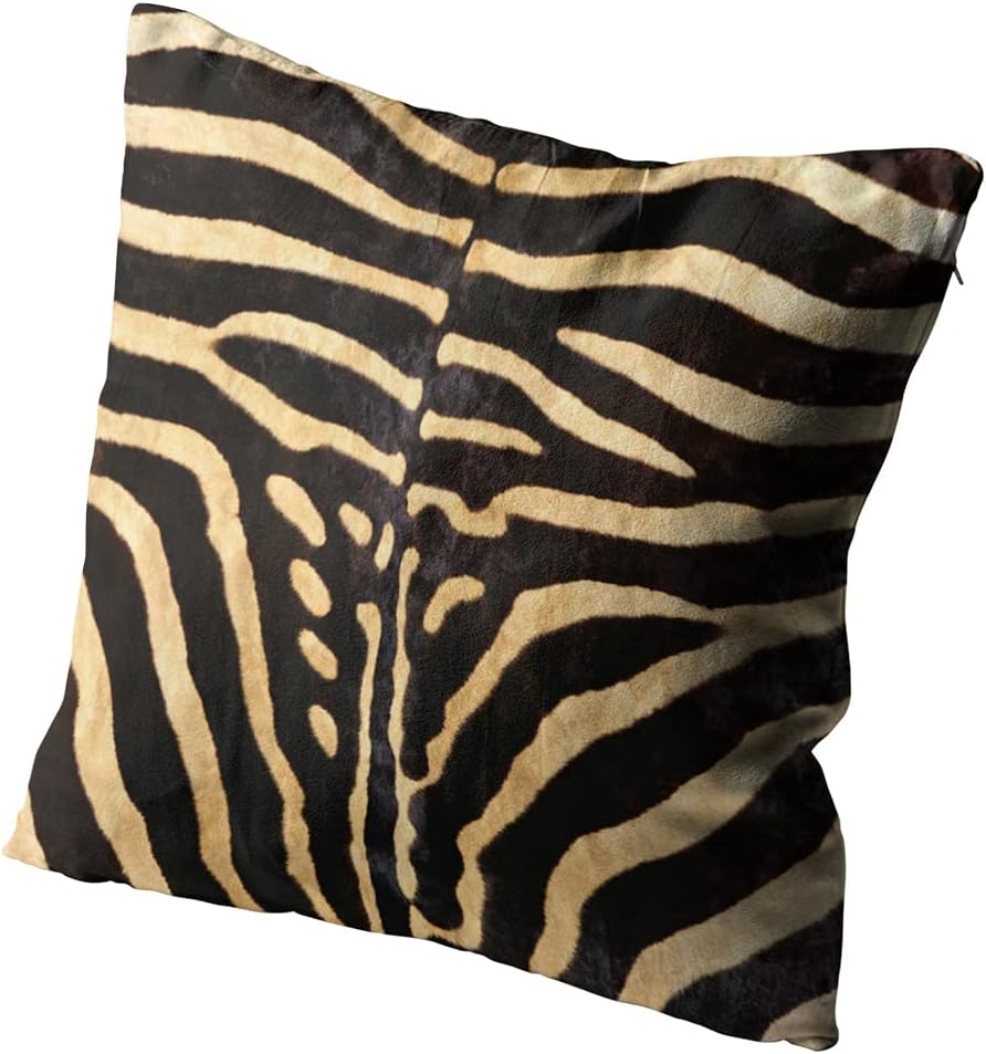 Brown Zebra Skin Pretty Hidden Zipper Home Decorative Set of 2 Throw Pillow Cover Cushion Case 26x26 Inch Design Printed Pillowcase