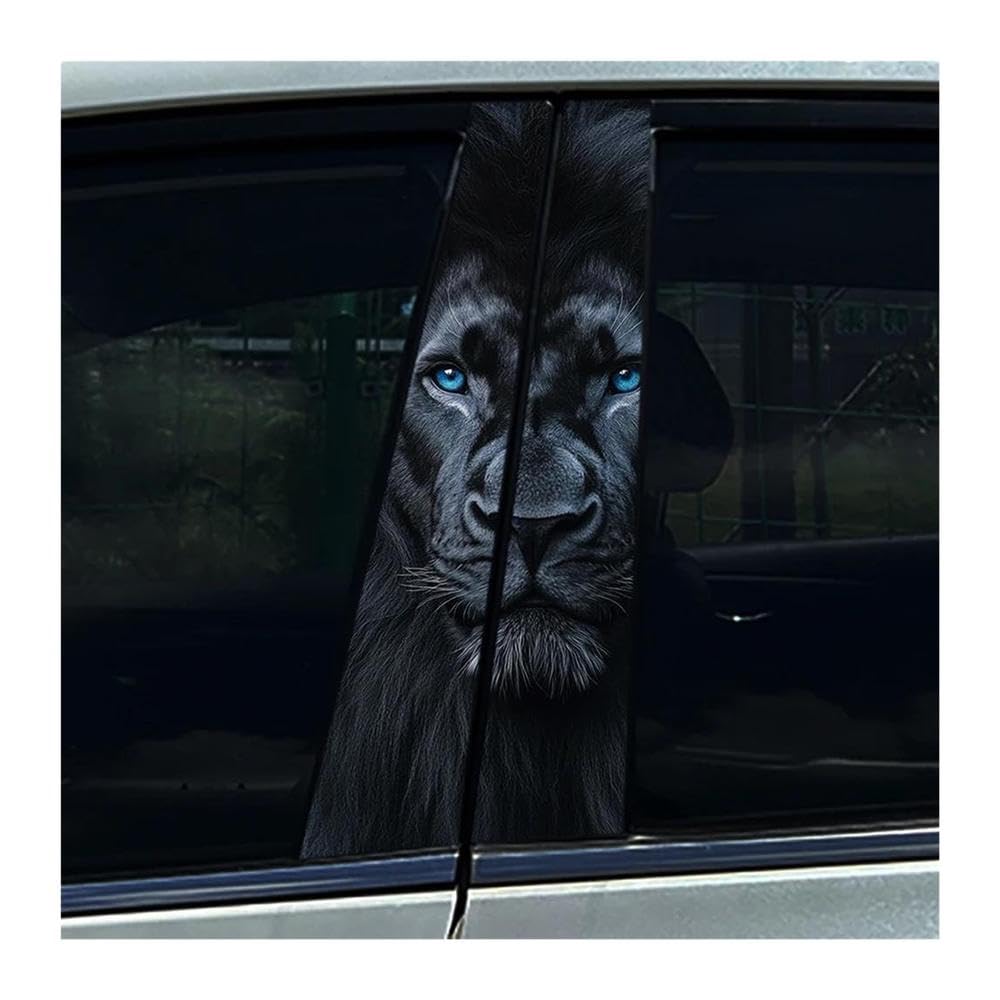 Decorative Items 2Pcs Car Center Column Stickers Blue Eyes Lion Auto B- Pillar Decoration Stickers(C)