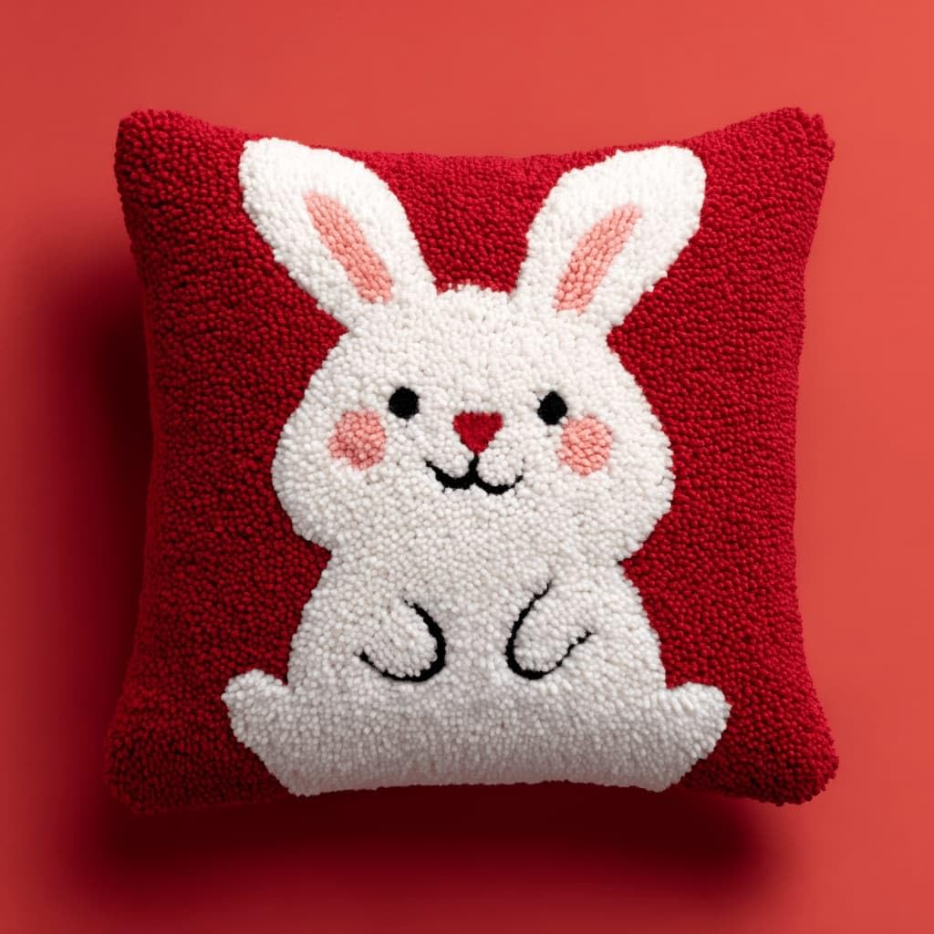 AxiangziK Latch Hook Kits for Adults Beginners,Rabbit Embroidery Kit Pillowcase DIY Kit Cushion Pillow Cover Car Cushion Cross Stitch Sofa Cushion Cover with Tool 43X43Cm