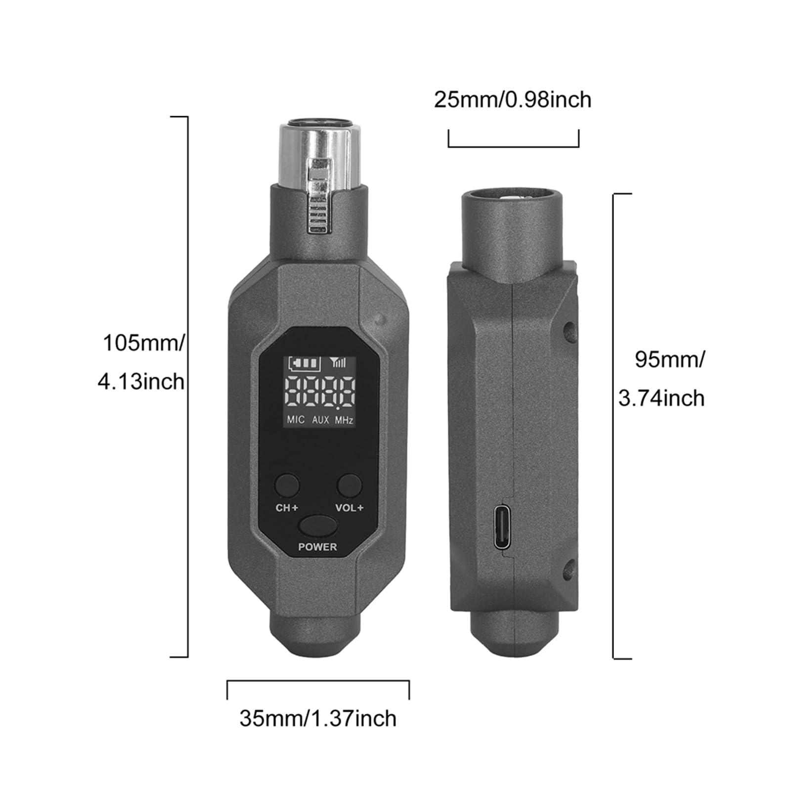 Bezprzewodowy System Mikrofonu UHF z Podłączeniem do Bezprzewodowego Nadajnika XLR i Odbiornika do Gitary Elektrycznej Bass 20Hz-20KHz Redukcja Szumu