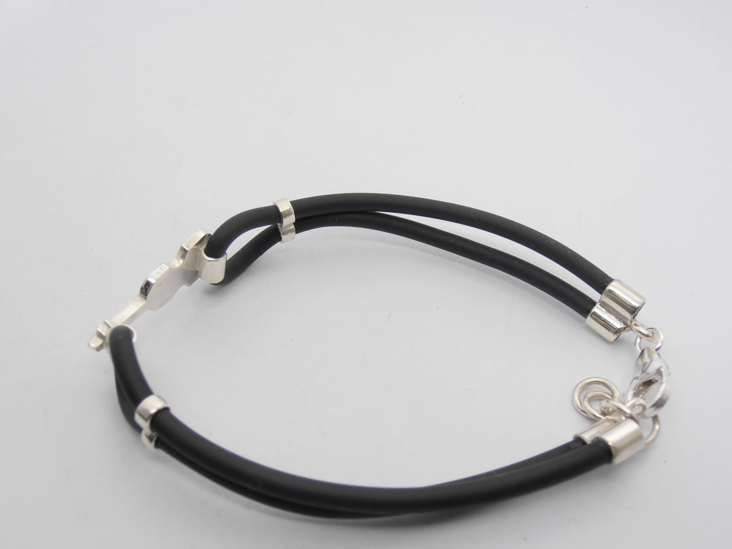 Violino : Braccialetto in Argento 925 e Caucciù - Bracciale Musicista - Musica - Strumento Musicale