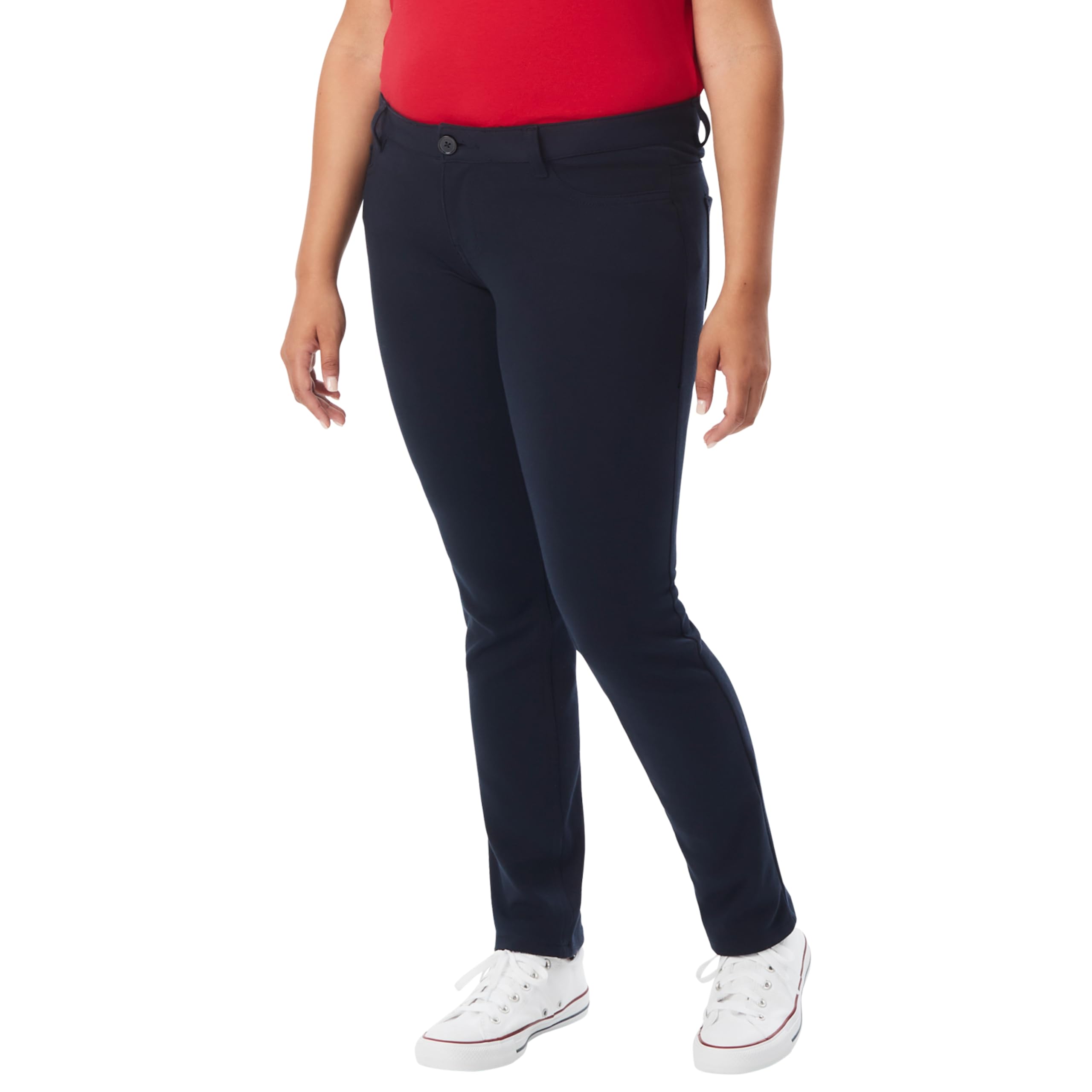 French Toast Women's Junior's Skinny Fit Stretch Ponte Pant School Uniform, Navy, 6