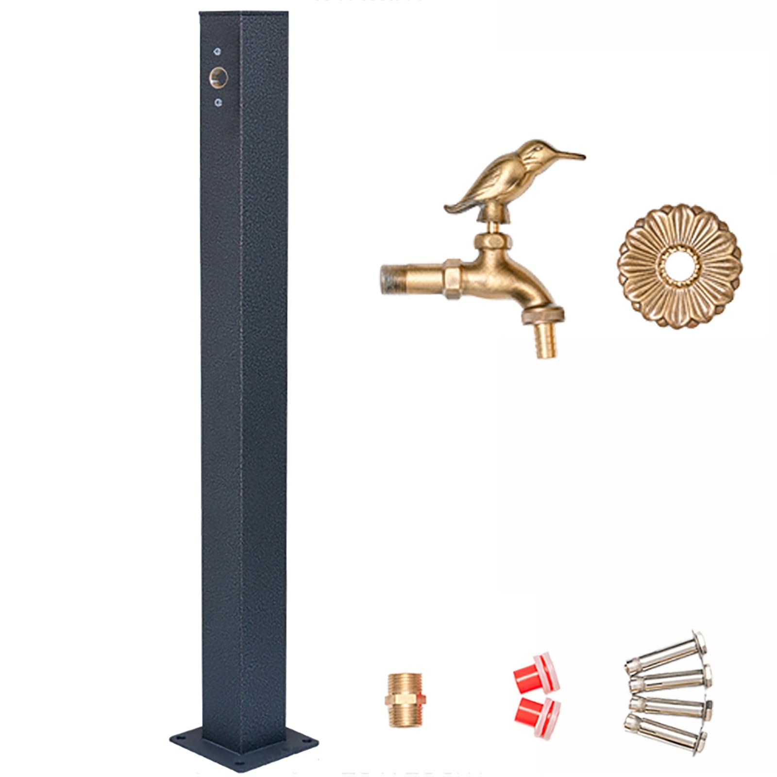 Stainless Steel Vertical Garden Water Column with All-Copper Faucet, Frost Proof Yard Hydrant, Floor Mounted Water Fountain, Farm, Pasture, Backyard Use(80cm/31in)