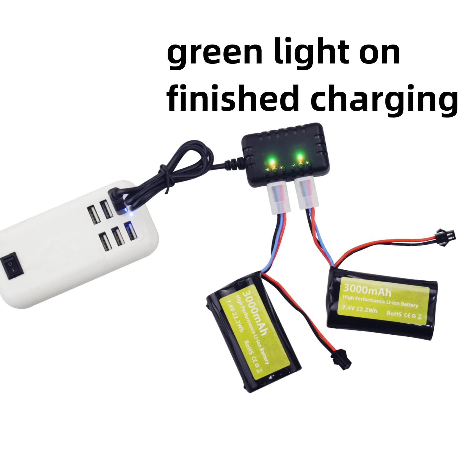2PCS 7.4V 3000mah 15C 2S Batterie Lithium-ION Prise SM-2P et 1PCS Chargeur 2 en 1 pour H105 H103 H101 Télécommandé MN D99 D99s D90 D91 Véhicule RC Véhicule Batterie de véhicule