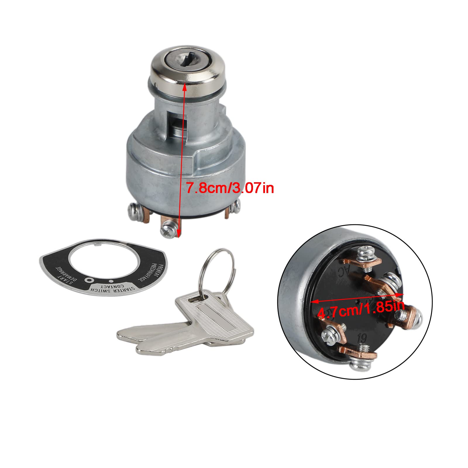 Topteng Interrupteur d'allumage 933110-00200 933110-00100 pour Yanmar 3TNV76 3TNV76-NBK 3TNE74 3TNE74-G1A, pour Yanmar Excavator C50R C60R C80R B08-3