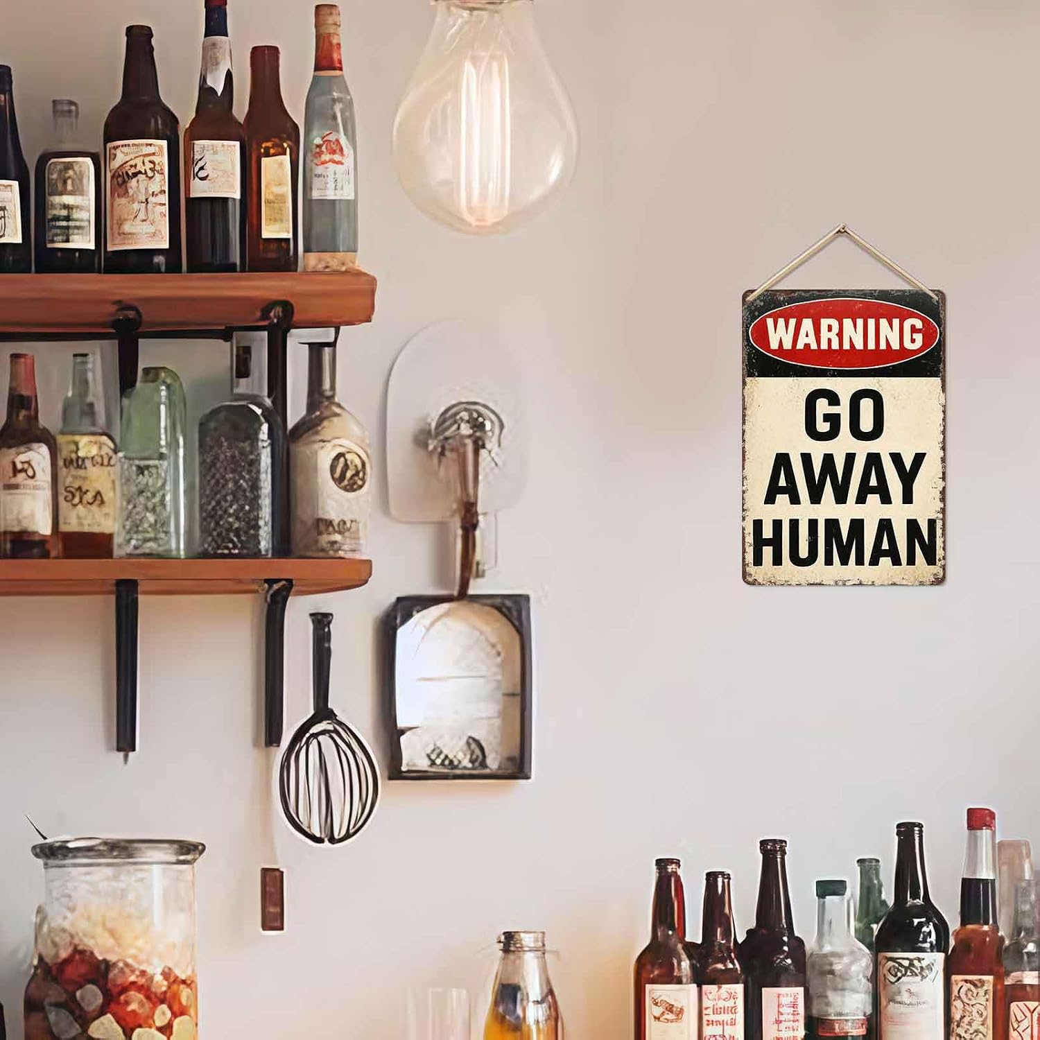 Warning Go Away Human Metal Sign 8 x 12 Inch image 2