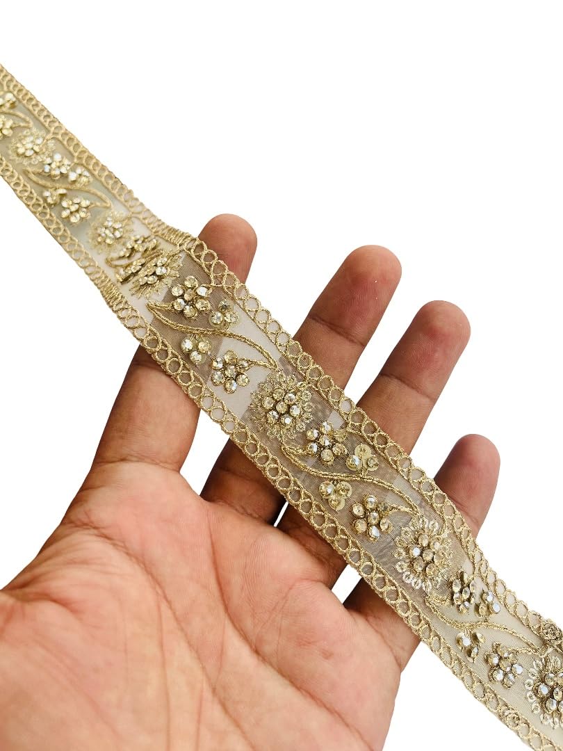 Dentelle dorée à strass ruban vintage pour décoration mariage et fêtes