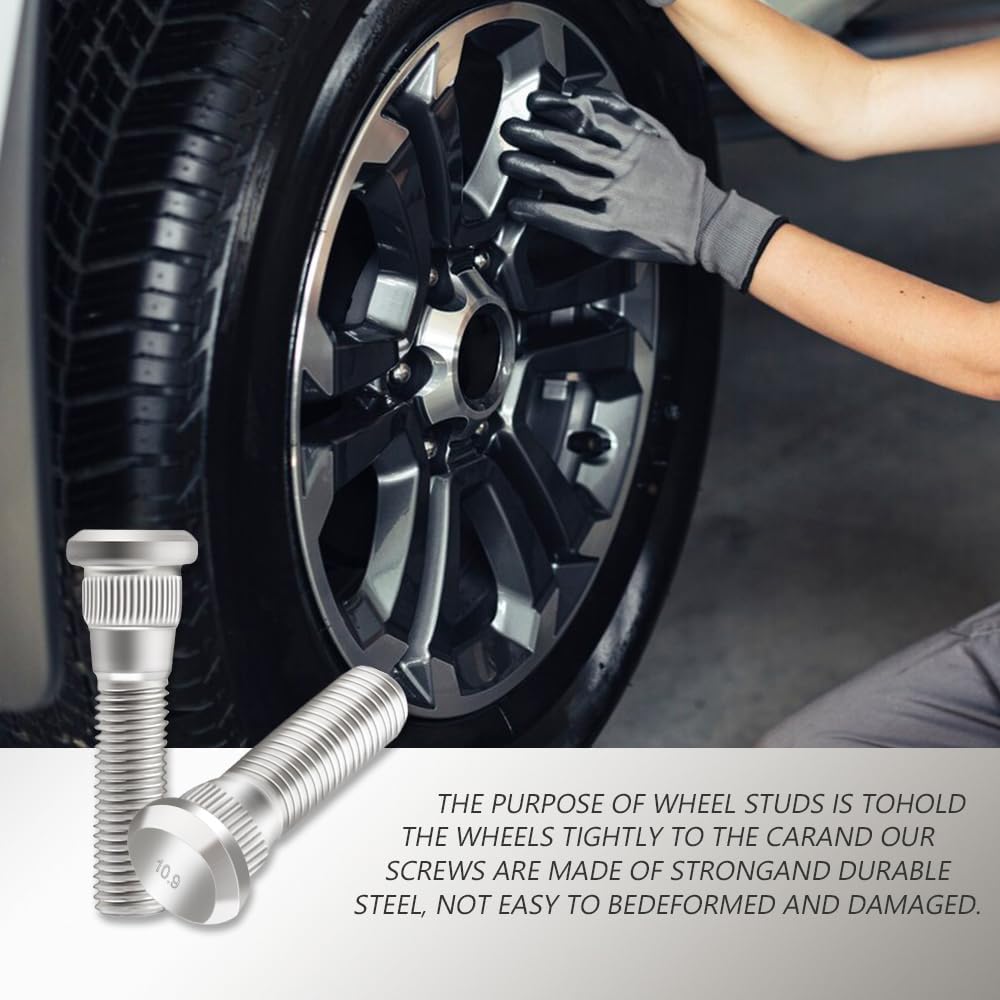 5Pcs M12x1.5 Car Wheel Studs, 49mm Long Steel Lug Studs Replacement, OEM 610-266 90942-02049, Compatible with Most Cars, Trucks, SUVs and More