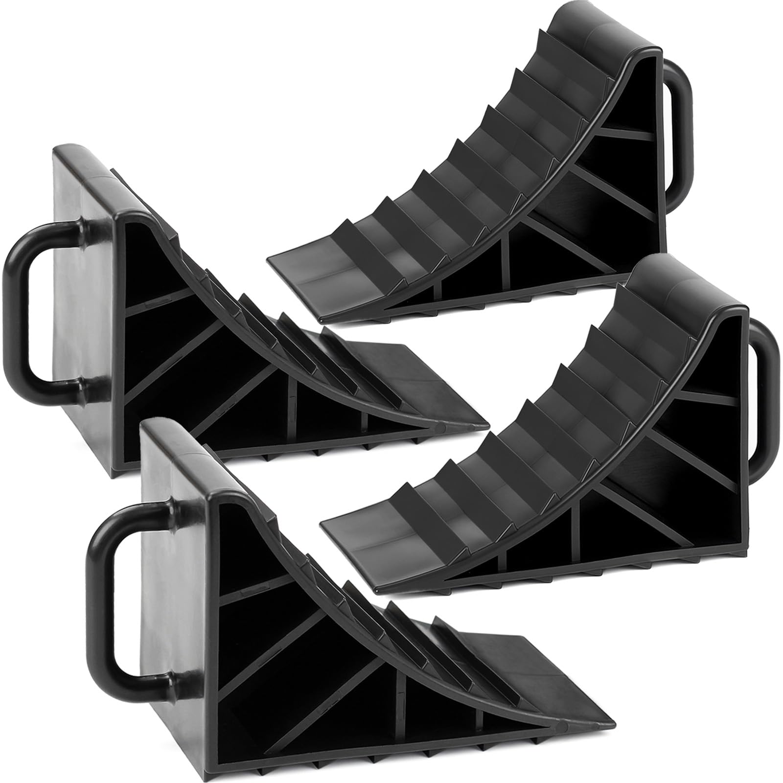 OULEME Wheel Chocks, Tire Chocks for RV Travel Trailer/Boat Trailer/Camper, Wheel Block Stopper with Handles, 4 Pack