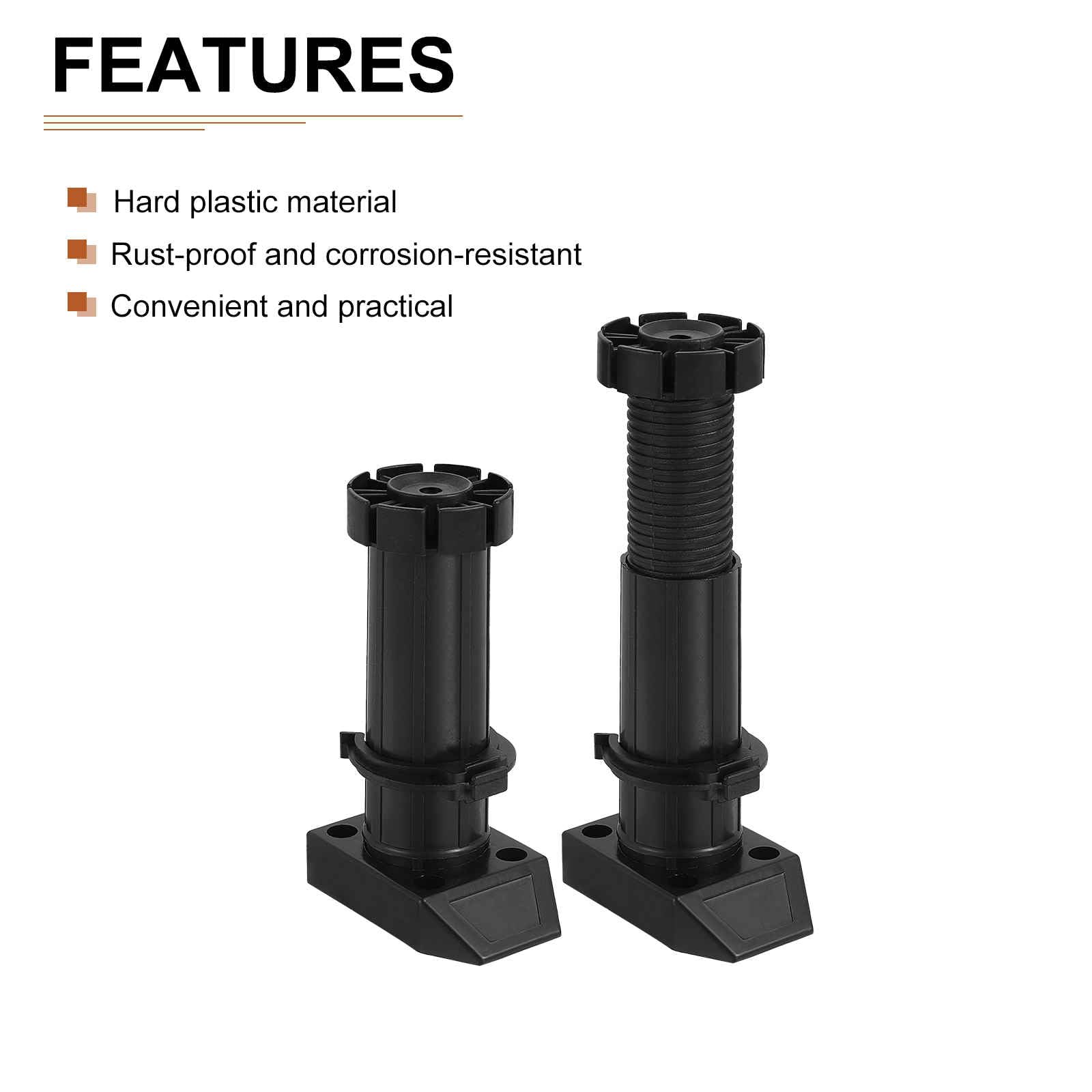DTGN 150x54mm(LxW) Adjustable Leveling Feet - 8Pack- Good for Furniture - Leveler Support Frame Replacement Legs - Black - Image 3
