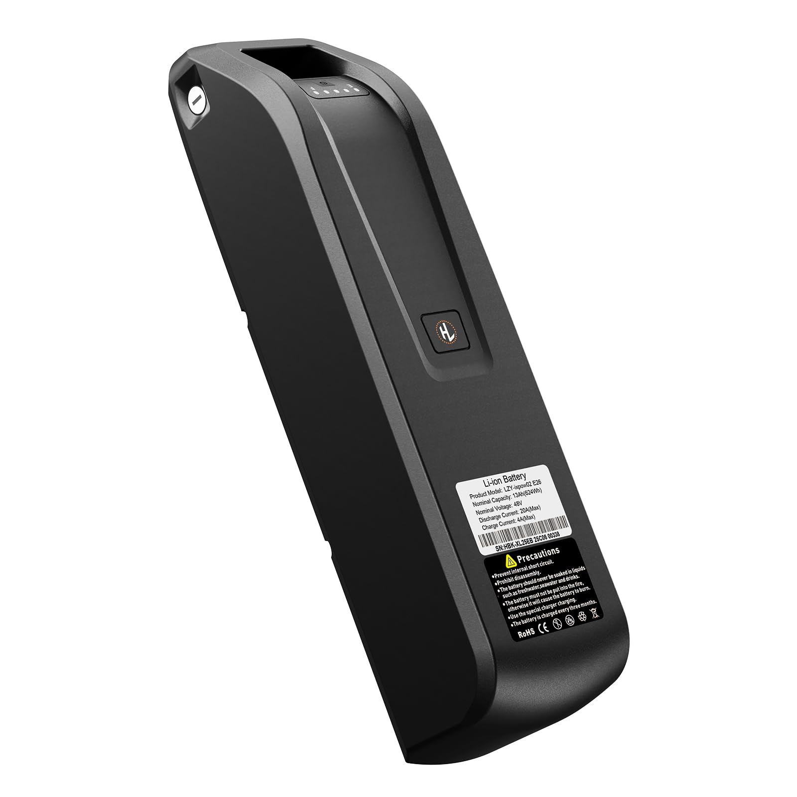 Jasion Retrovolt 48V 13Ah Lithium-Ion Battery, front view.