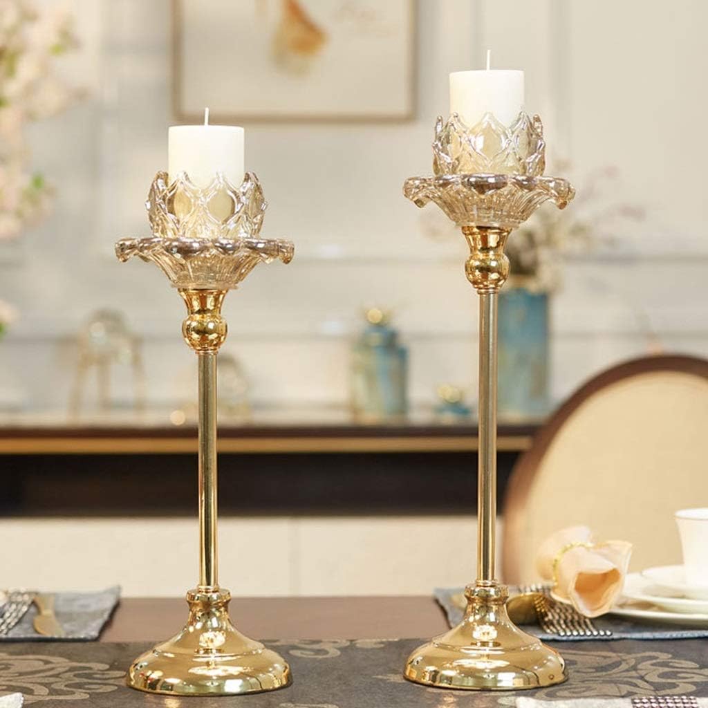 Candelabras Gold Crystal Candle Holder Set Decoration Romantic Candlestick Luxurious Prop for Sample Room Decoration (Color : Gold Size : L) (Gold Small)