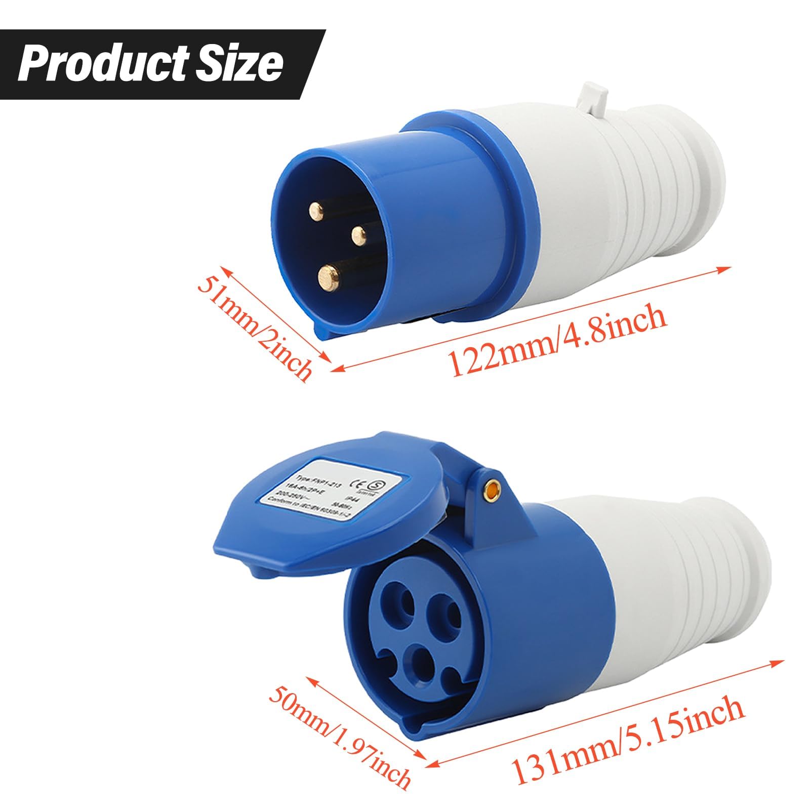 2Pcs 16A 3 Hole 220-250V Caravan Hook-Up Socket for Construction Sites - Industrial Plug & Socket Connector Set - Image 2