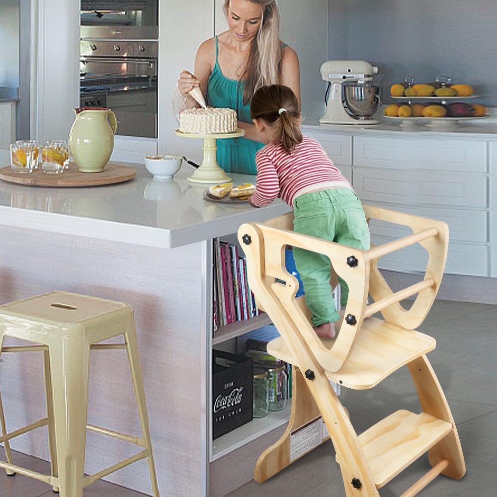 Yacul Toddler Step Stool Learning Tower Kitchen Helper for Toddler Montessori Toddler Stool for Kitchen Counter Toddler Tower with Safety Rail for Kids