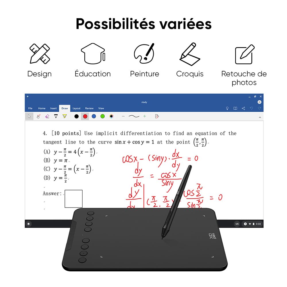 XPPen Deco 01 V3 Tablette Dessin à Stylet 16384 Niveaux en 10x6 Pouces | 8 Raccourcis Personnalisables, Inclinaison 60°, Fin et Léger, Compatibilité Etendue, Pour Dessin Numérique Art DIgital
