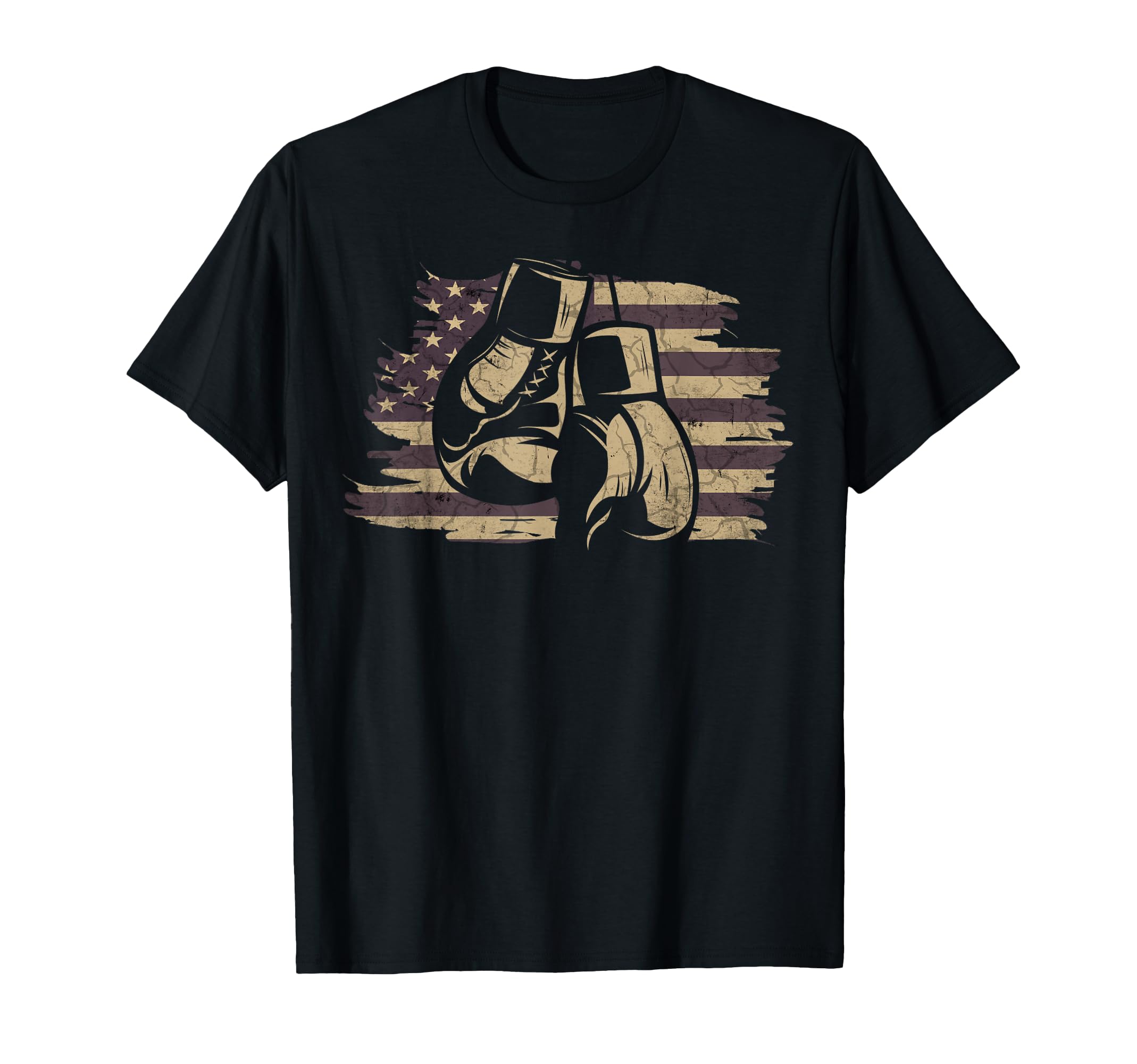 Boxing Gloves American Flag Retro Old School Boxing T-Shirt