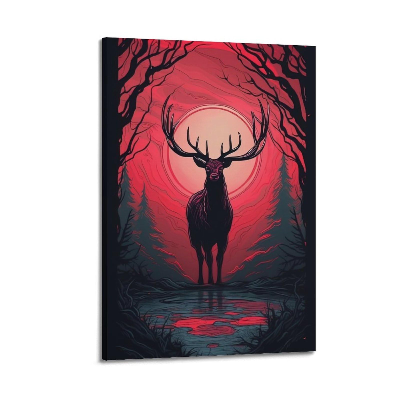 HUIYHB Animal Poster Elk in The Forest Poster Decorative Painting Canvas Wall Posters And Art Picture Print Modern Family Bedroom Decor Posters 20x30inch(50x75cm)