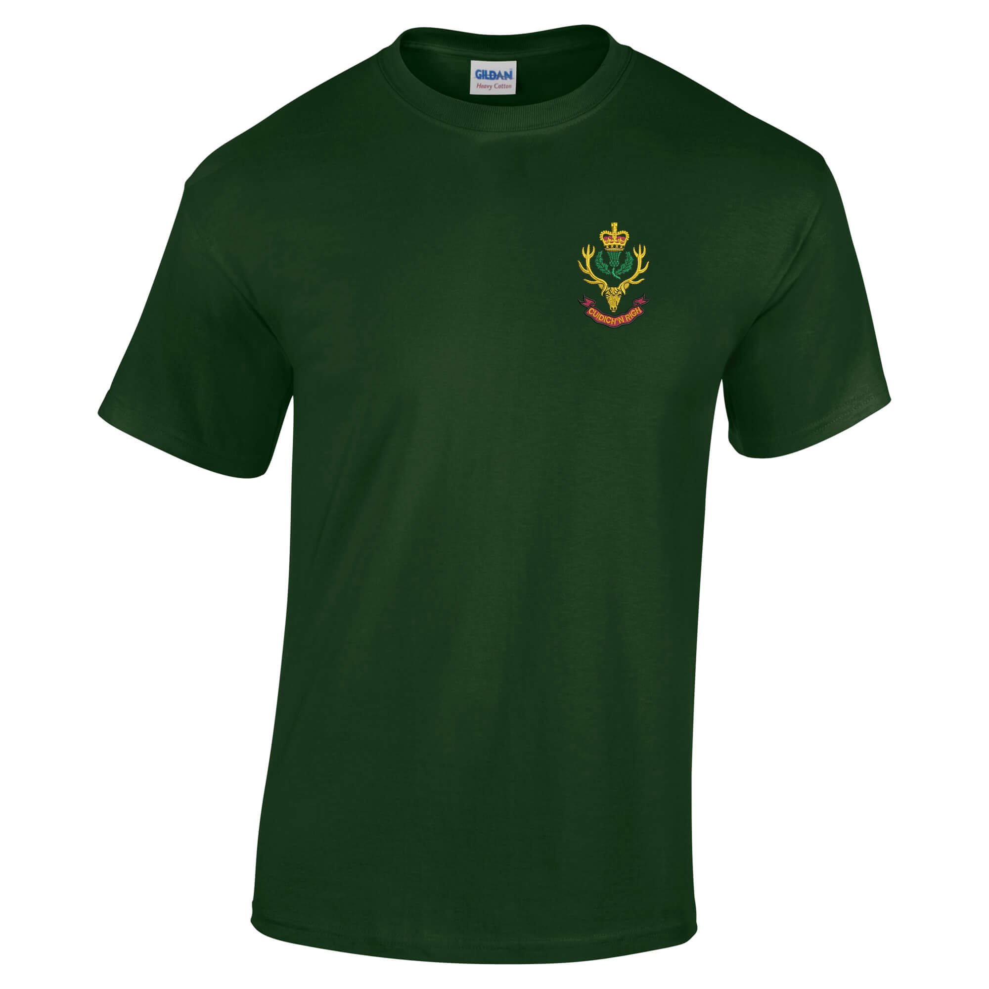 Pineapple Joe's Queens Own Highlanders Embroidered T-Shirt - Forest Green - Large