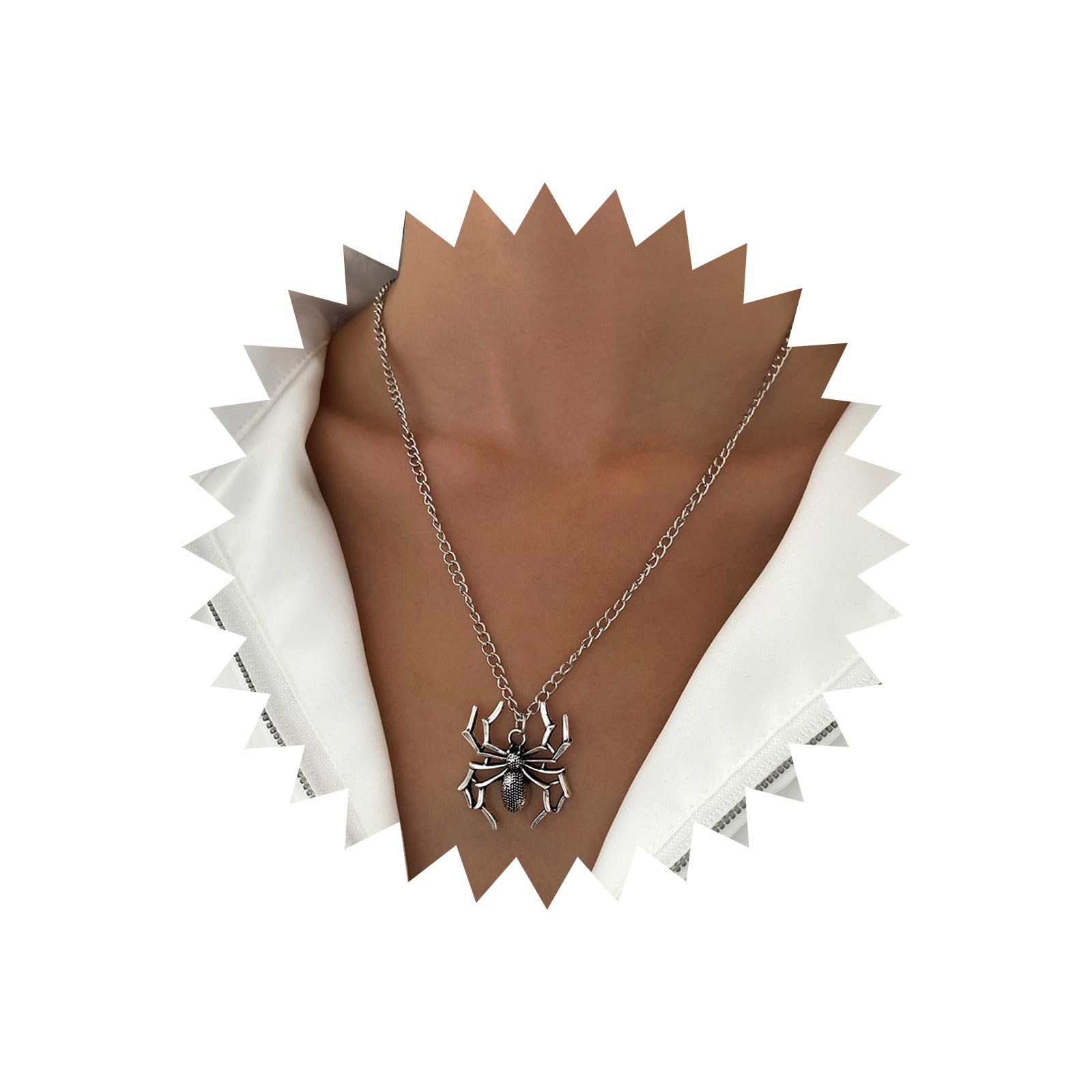 AtentuyiPunk Rock Gothic Big Spider Necklace Black Spider Pendant Necklace Vintage Goth Necklace Retro Reptile Animal Necklace Jewelry for Women and Men