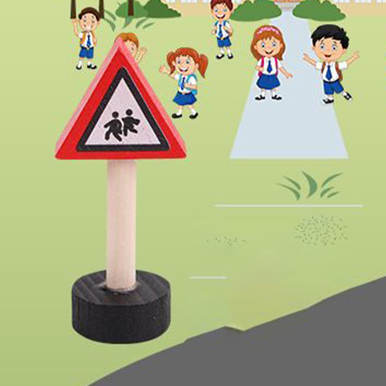 Znaki drogowe dla dzieci, 16X Street Play Toy, wczesna gra edukacyjna, drewniane krzyżowe, zabawki sygnału, aktywność edukacyjna dla dzieci, 9,06 x 7,09 x 1,18
