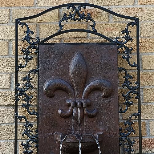 Image of Sunnydaze French Lily 33-Inch Electric Outdoor Wall Water Fountain - Iron