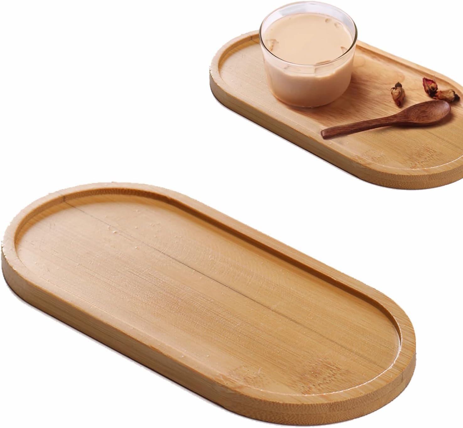 Fnsighd Brown Retro Bamboo Tray,Simple Elliptical Small Wooden Tray,Reusable Wood Trays,Multifunctional Wood Trays,Bamboo Soap Dispenser,Wooden For Display,Bambooes Kitchen For Fruit,Snacks,Cakes