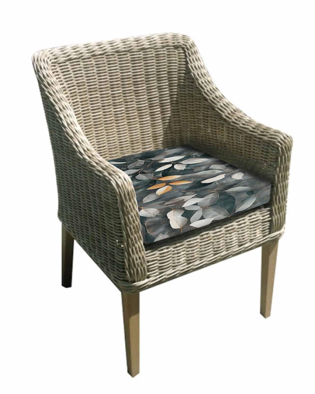 2 Pack Botanical Leaves Waterproof Cushion Covers with Ties, Outdoor Patio Chaise Lounge Chair Seat Cushion Slip Covers Replacement(Only Cover) Vintage Leaf Plants Vines Branches 20