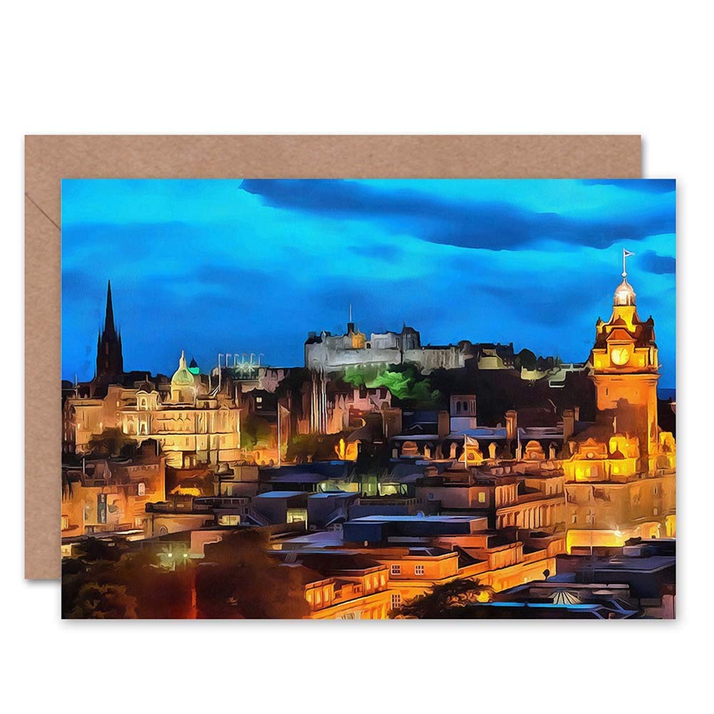 Artery8 Edinburgh City Castle Cityscape At Night Travel Card