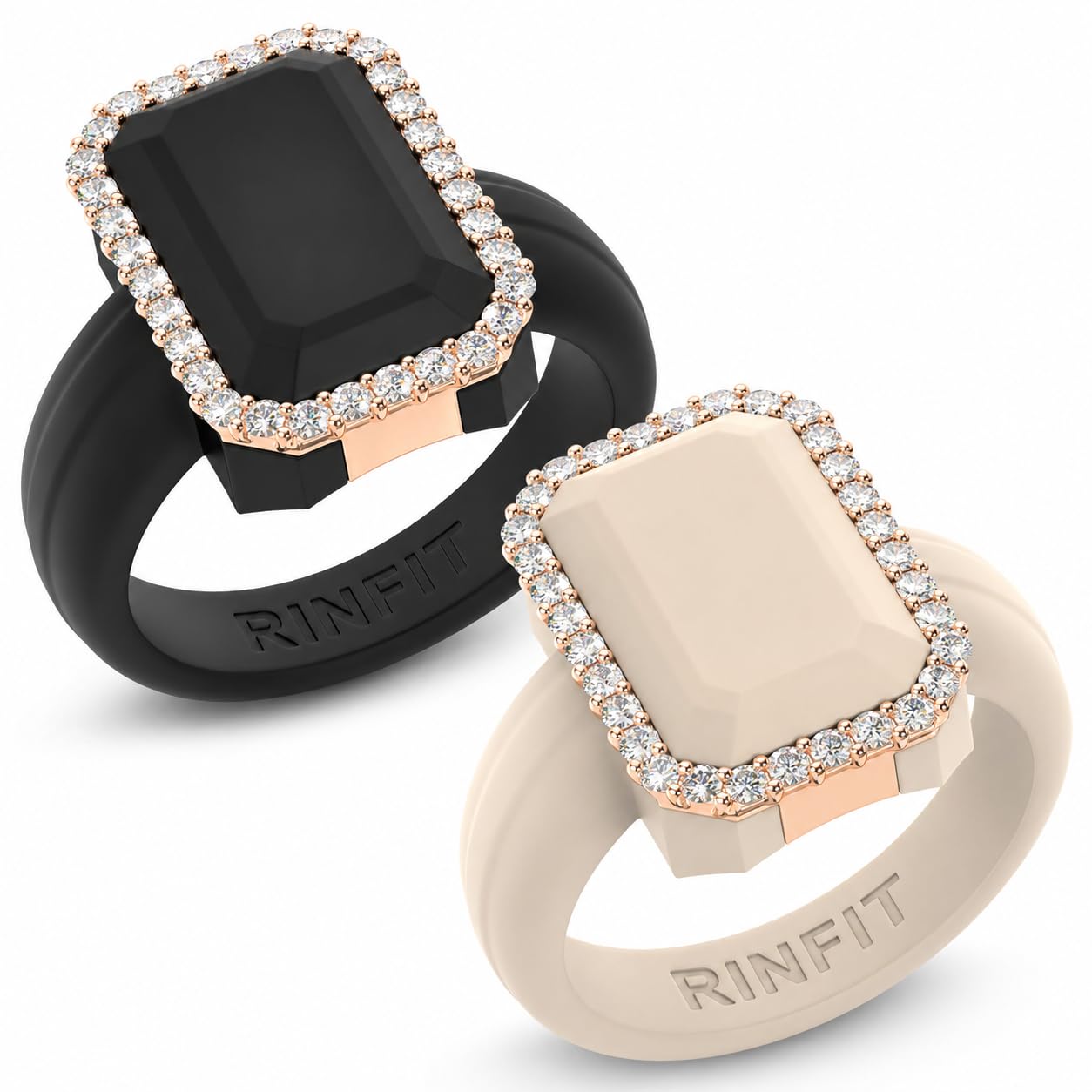 Rinfit Emerald Silicone Ring with CZ Stones for Women