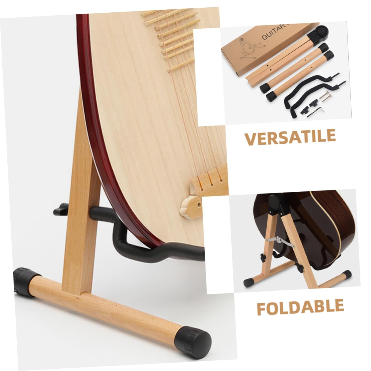 TOYANDONA Faltbarer Gitarrenständer und Eisen mit A-rahmen für Bass und Ukulele Robuster Bodengitarrenhalter für Musiker mit Verschleißfestem Design