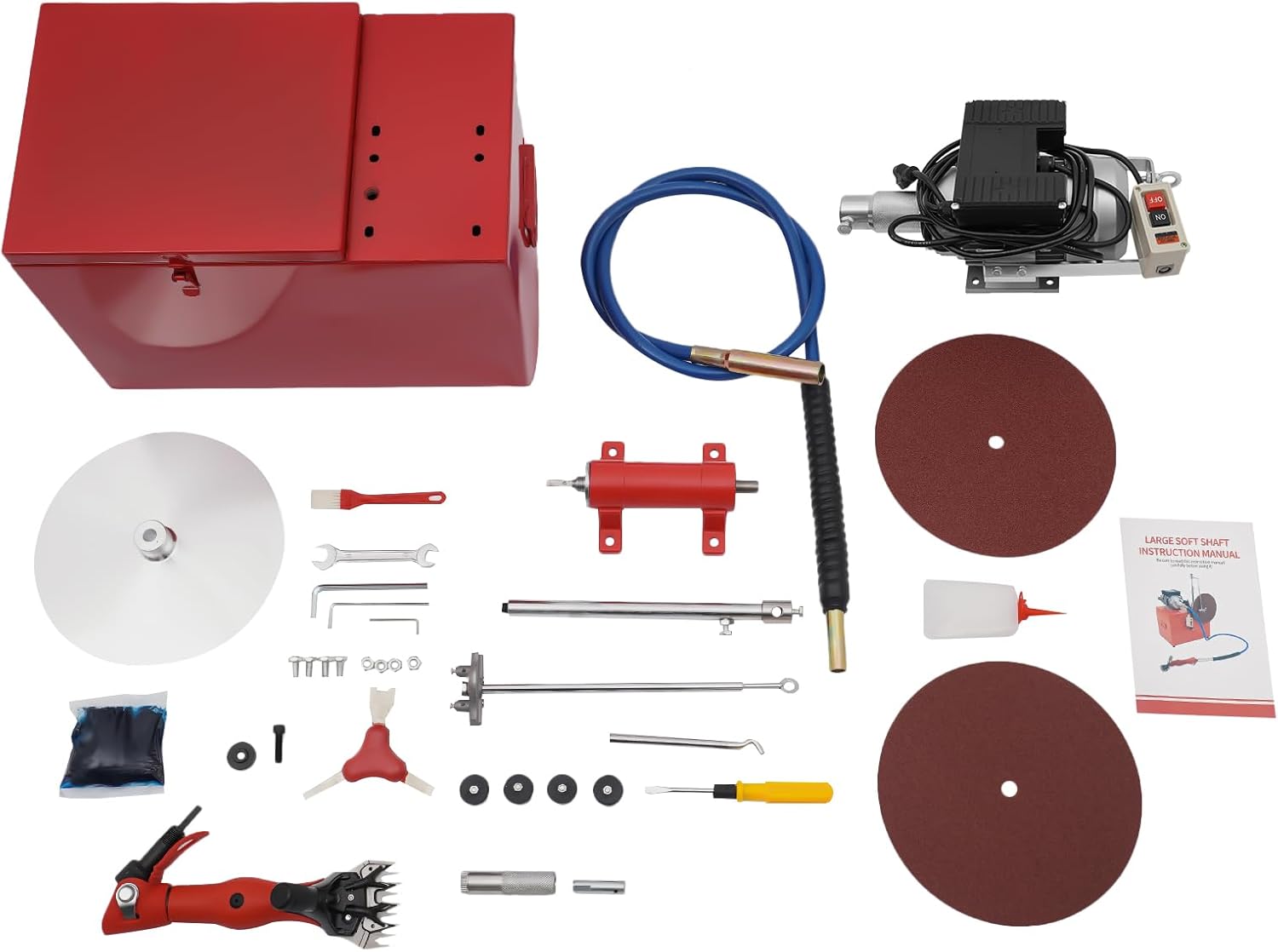 550W Professional Sheep Shears, 2800RPM Electric Shearing Clipper, 2-in-1 Shearing/Sharpening Bladespure Copper Brushless Motor 6.2ft Flexible Shaft Drive Shears W/Toolbox, Charger, for Farms