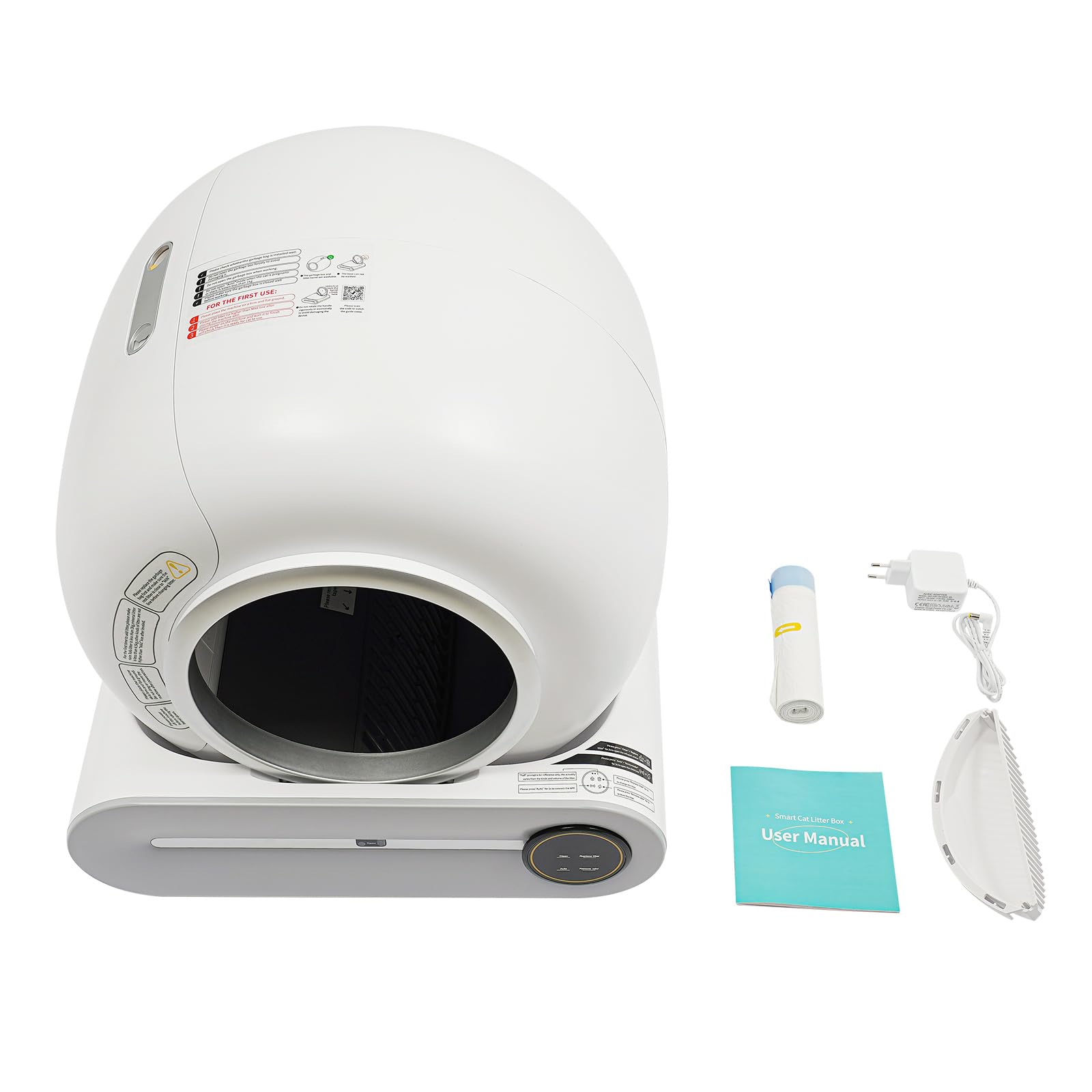 Lettiera per gatti, autopulente, 65 l, automatica, con funzione di deodorizzazione e sensore di peso, lettiera elettrica autopulente