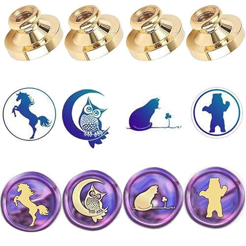 Miniatura 1 de YOKIOU 4 piezas de sello de cera con cabeza de animal gato, búho, conejo, repuesto, cera de sellado retro, antigua, para álbumes de recortes, cabeza