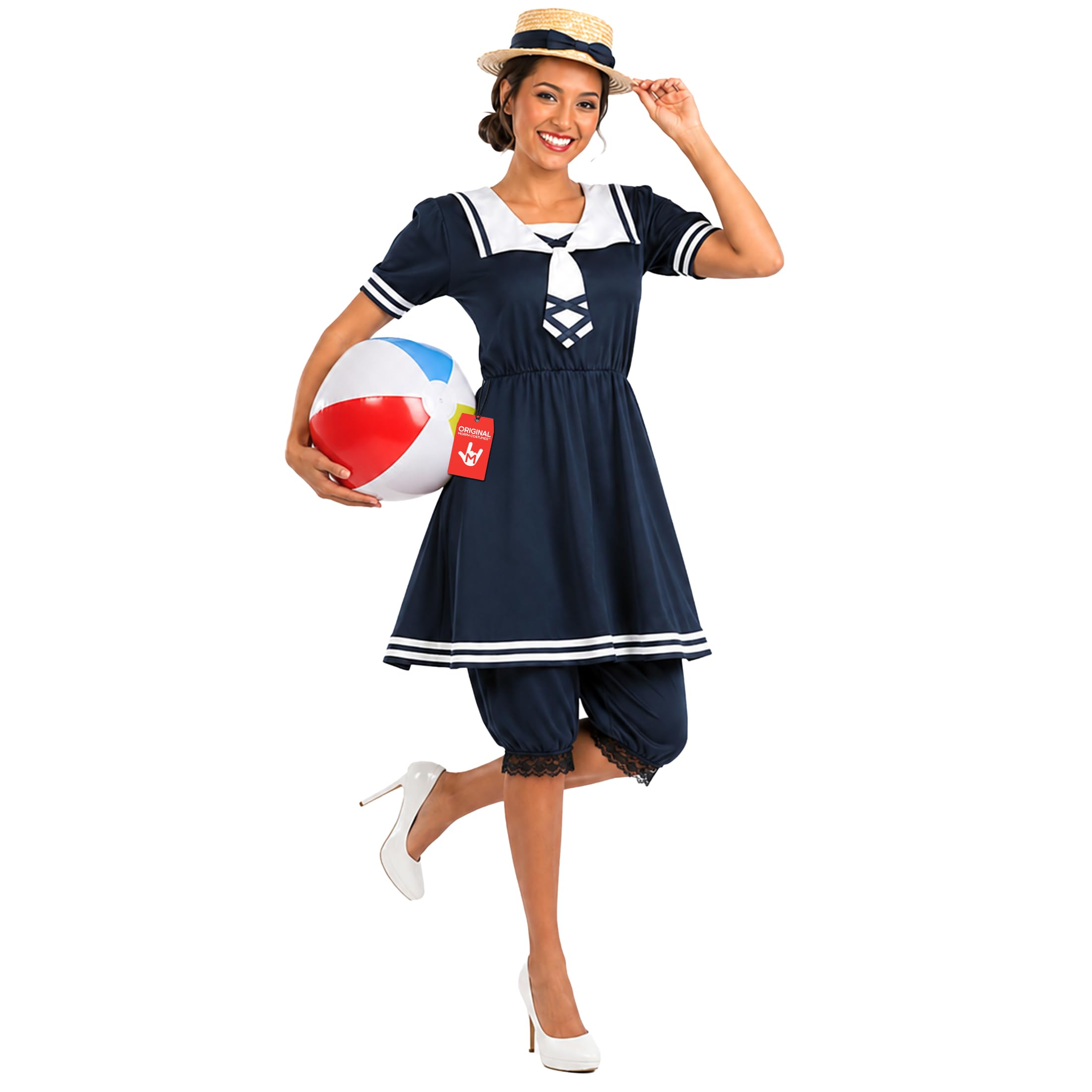 Fun Shack Deguisement Victorien Femme, Costume Baigneuse Halloween | Robe, Bloomer Assorti & Chapeau, Look Victorien d'Antan, À Enfiler, Parfait pour Halloween, Idéal pour se Déguiser