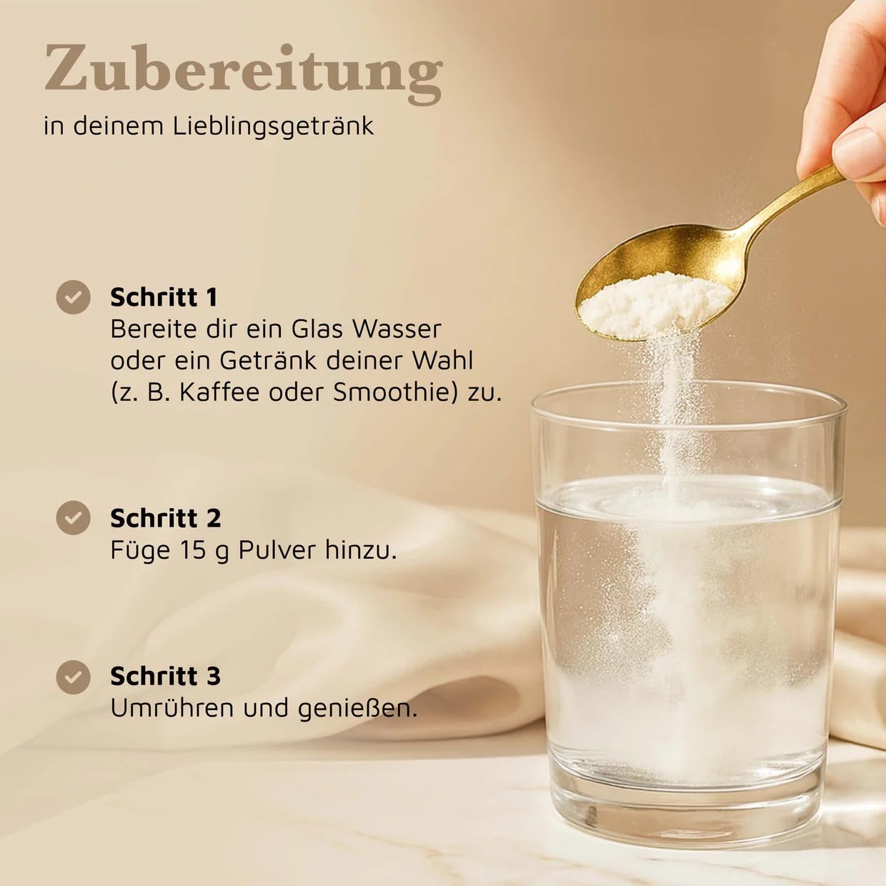 Premium Kollagen Pulver, 100 % reines Collagen Hydrolysat Typ 1 & 3, 1000g - geschmacksneutral, frei von Zusätzen, gute Löslichkeit