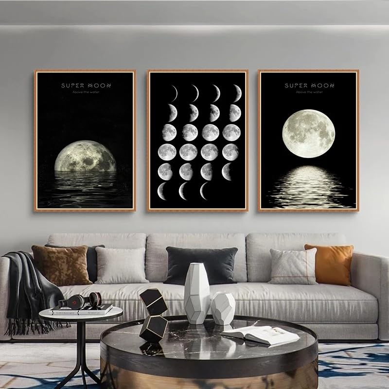 Peinture moderne phase de lune AmNooL pour habiller un mur blanc sans surcharger