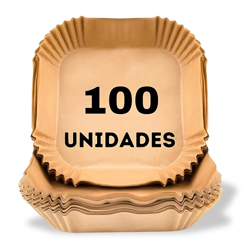 Kit Formas Descartáveis para Air Fryer Universal 100 pcs 20x20cm Papel Manteiga Antiaderen...