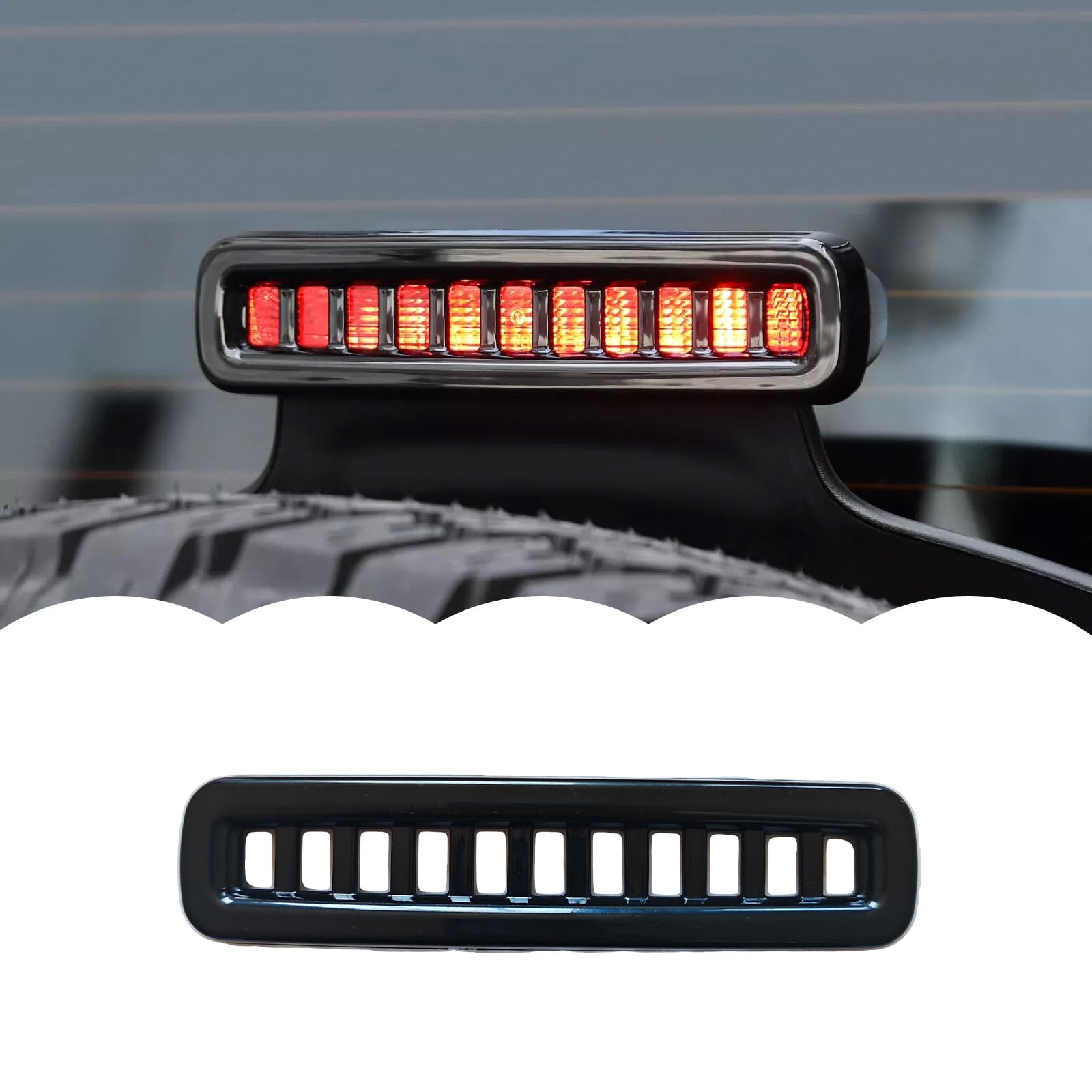hilopexi 3rd Brake Light cover Trim fit for Jeep Wrangler JL JLU 2018-2024 Third brake high mount stop lamp Cover Exterior Accessories (Black)