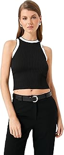 توب كات كلاسيكي مضلع برقبة برباط للنساء من كوتون عبوة قطعة واحدة