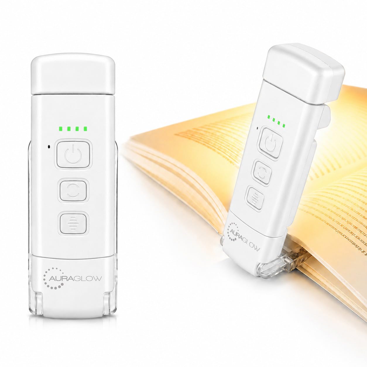 Auraglow Book Light for Reading in Bed, Zero Blue Amber Clip On LED