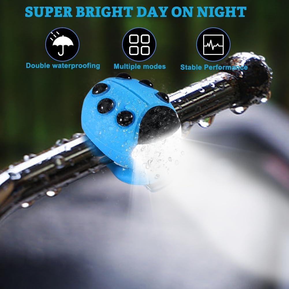 2 Pezzi Luce per Scooter per Bambini, IPX5 Impermeabile, Luce LED per Zaino, Luce per Passeggino, Luce LED per Monopattino per Bambini, Luce di Avvertimento LED con 3 Modalità di